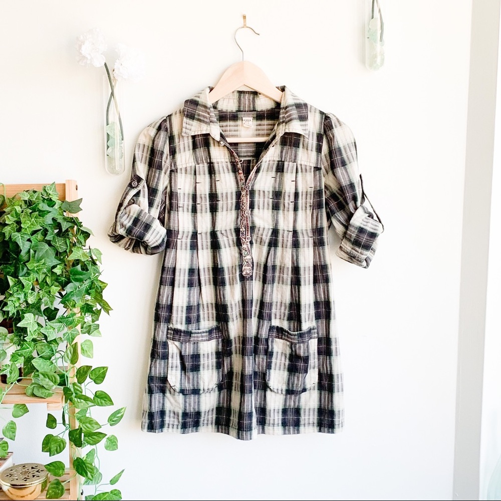 Free People Plaid Popover Tunic